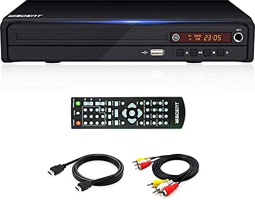 WISCENT Lettore DVD compatto per TV, lettore DVD multi-regione, MP3,Mpeg4, lettore DVD/CD per uso domestico, con HDMI/AV/USB/MIC