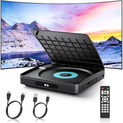 WOLFANG Lettore DVD per TV con HDMI, 1080P Full HD Region Free, telecomando e cavo Type-C, lettore CD per impianto stereo domestico, porta USB 2.0 (non Blu-ray e dischi Disney) WOLFANG Lettore DVD per TV con HDMI, 1080P Full HD Region Free, telecomando e cavo Type-C, lettore CD per impianto stereo domestico, porta USB 2.0 (non Blu-ray e dischi Disney)