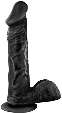 Real Body Dildo anale 18 cm, fallo realistico nero grande con ventosa, pene finto nero