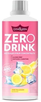 GymQueen Zero Drink Tè freddo al Limone 1000ml, Bevanda concentrata 1:80, arricchita con vitamine del gruppo B per il metabolismo e L-carnitina, sciroppo da bere con poche calorie