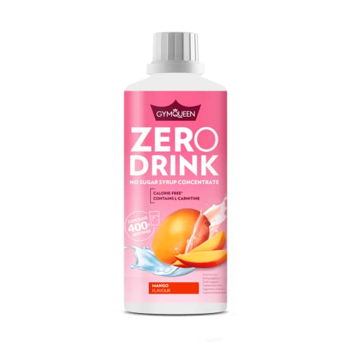 GymQueen Zero Drink Mango 1000ml, Bevanda concentrata 1:80, arricchita con vitamine del gruppo B per il metabolismo e L-carnitina, sciroppo da bere con poche calorie