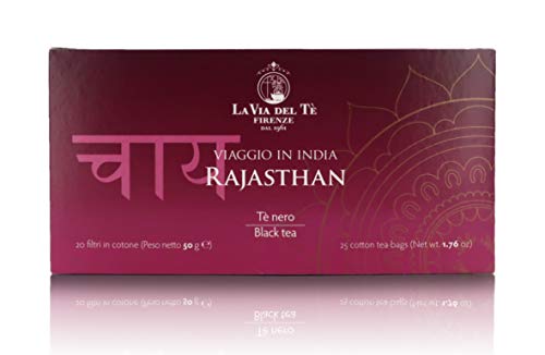 Via Rajasthan", Tè Nero Indiano, Astuccio con 20 Filtri da 2,5g 50g