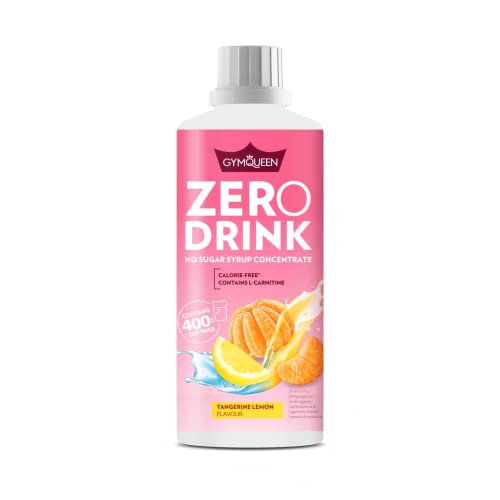 GymQueen Zero Drink Mandarino-Limone 1000ml, Bevanda concentrata 1:80, arricchita con vitamine del gruppo B per il metabolismo e L-carnitina, sciroppo da bere con poche calorie