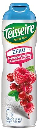 Teisseire Sciroppo di Lampone Cranberry Zero Zuccheri  per Bevanda Rinfrescante, Cocktail, Bottiglia da 60 cl