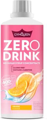 GymQueen Zero Drink Arancia 1000ml, Bevanda concentrata 1:80, arricchita con vitamine del gruppo B per il metabolismo e L-carnitina, sciroppo da bere con poche calorie