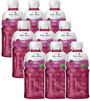 Mogu Mogu Succo d'uva con 25% NATA De Coco, bevanda potenziante energetica, ricca di fibre di frutta, senza conservanti aggiunti e colori, confezione da 9, 320 ml ciascuna)