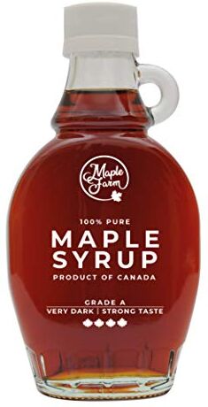 MapleFarm Puro sciroppo d'acero Canadese Grado A, Very Dark Strong taste Bottiglia 189 ml (250 g) Pure maple syrup succo d'acero