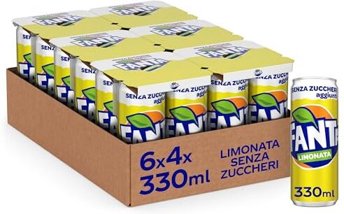 Fanta Limonata Senza Zuccheri Aggiunti – 24 Lattine da 330 ml, con “Succo di Limone di Siracusa IGP”, Lattina 100% Riciclabile, Gusto Rinfrescante, Bevanda Analcolica Frizzante