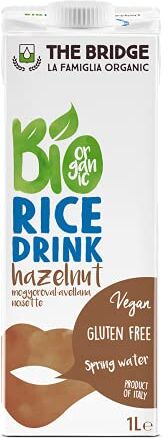 The Bridge Bio Rice Drink Hazelnut Bevanda Biologica a base di Riso con Nocciole (Formato da 1 litro, Scatola da 12 Pezzi)