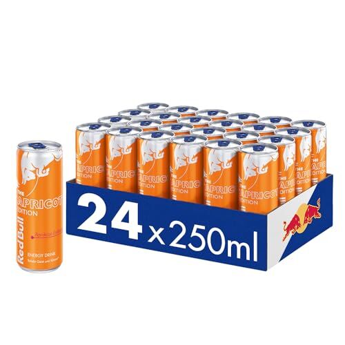 Bull Energy Drink Summer Edition – Confezione da 24 contenitori – Bevande con sapore di albicocca e fragola, monouso (24 x 250 ml)