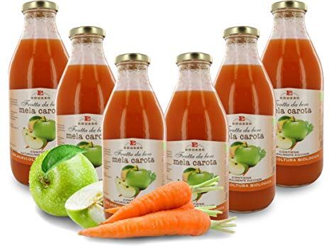 Brezzo Succo Di Frutta Alla Mela E Carota In Vetro, 6 Bottiglie Da 750 Ml, Tot. 4,5 Litri