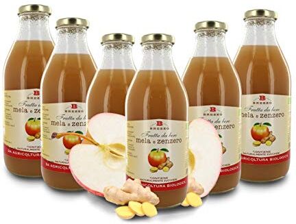 Brezzo Succo Di Frutta Alla Mela E Zenzero In Vetro, 6 Bottiglie Da 750 Ml, Tot. 4,5 Litri