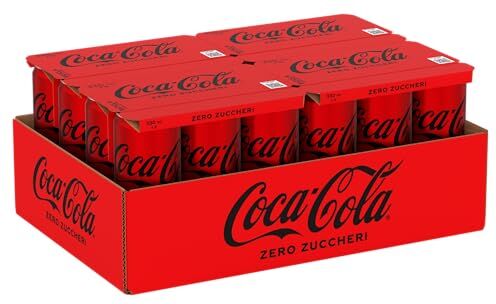 Coca-Cola Zero Zuccheri, Tutto il Gusto della Formula  Senza Calorie, Lattina 100% riciclabile 24 Lattine da 330 ml