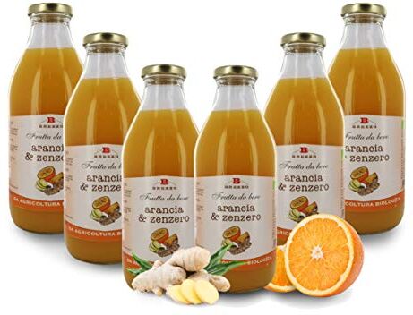 Brezzo Succo Di Frutta All'Arancia E Zenzero In Vetro, 6 Bottiglie Da 750 Ml, Tot. 4,5 Litri