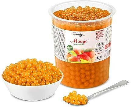 The Inspire Food Company POPPING BOBA Sferette alla frutta per Bubble Tea Mango 1 kg nessun colorante artificiale, basso contenuto di zucchero, succo di frutta vero, 100% vegan e senza glutine