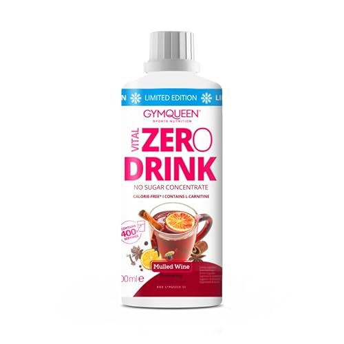 GymQueen Zero Drink Vin brulè 1000ml, Bevanda concentrata 1:80, arricchita con vitamine del gruppo B per il metabolismo e L-carnitina, sciroppo da bere con poche calorie