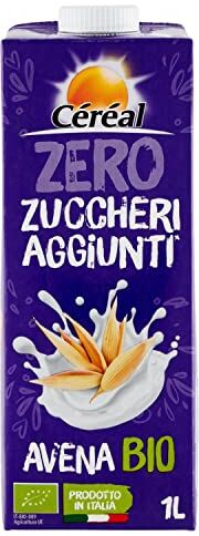 Céréal Avena Drink Bio Bevanda Vegetale senza Lattosio, senza Zuccheri Aggiunti, Agricoltura Biologica Italiana, 1 Lt