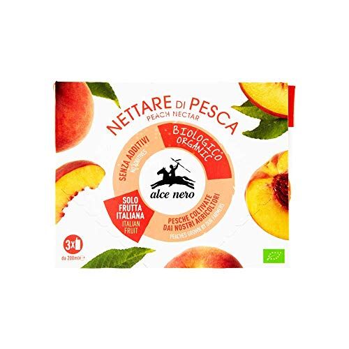 Alce Nero 4 PEZZI DA ML200X3 NETTARE, SUCCO DI FRUTTA IN BRIK BIO  PESCA PRODOTTO BIOLOGICO