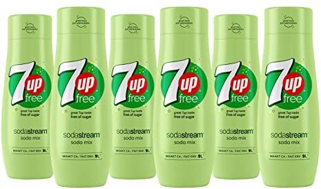 sodastream Set di 6 concentrati 7UP Free. Senza zucchero. 100% del gusto originale. Con tappo dosatore. 6 x 440 ml.