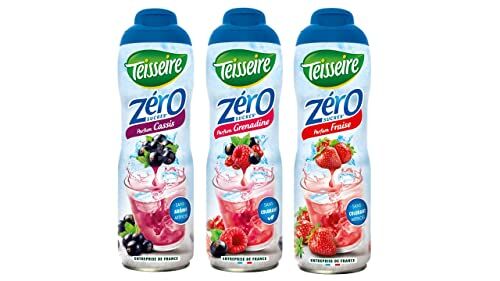 Teisseire 3 sciroppi senza zucchero Ribes nero Grenadine Fragola 3X0.6L