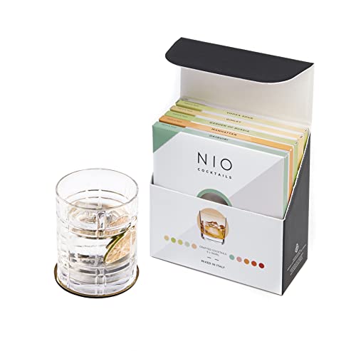 NIO Cocktails Box Meno Calorici, 5 Drink da 10cl già Miscelati, Pronti da Bere, A Basso Contenuto di Calorie (Vodka Sour, Gimlet, Manhattan, Daiquiri, Garden of Russia), Gift Pack, 50cl