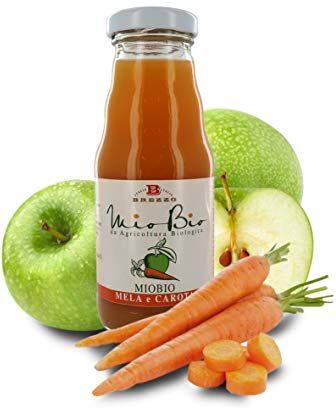 Brezzo Succo di Frutta Alla Mela E Carota, In Vetro, 12 Bottigliette Da 200 Ml, Tot. 2,4 Litri