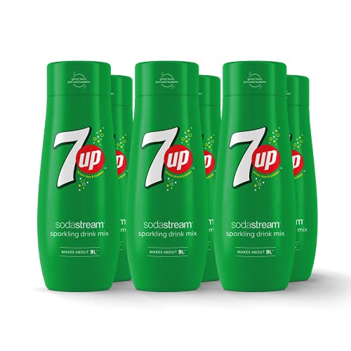 sodastream Set di 6 concentrati 7UP. 100% del gusto originale. Con tappo dosatore. 6 x 440 ml.