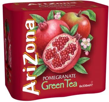 Arizona Té Verde Melograno   Tè Freddo Melagrana   Lattine di Tè Freddo 6 x 330 ml.   Ice Tea Pomegranate