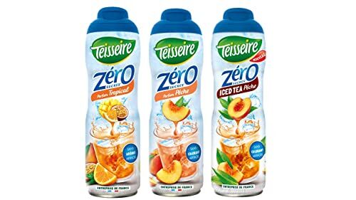 Teisseire 3 sciroppi senza zucchero tropicale pesca tè ghiaccio pesca 3 X 0.6L