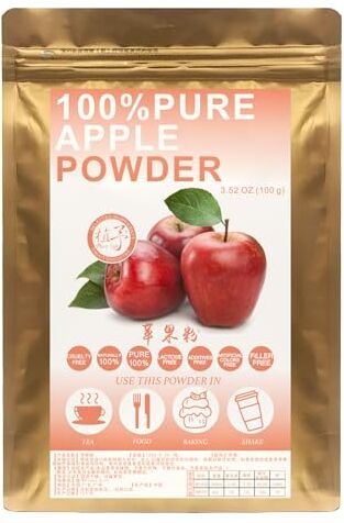 Plant Gift 100% Pure Apple powder 苹果粉 Pasto naturale in polvere, frullato vegano e bevanda non OGM, senza glutine, crudo   Vegetarians 100G