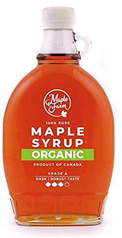 MapleFarm Puro sciroppo d'acero Canadese BIOLOGICO Grado A (Dark, Robust taste) 500 ml (Confezione da 1) Pure maple syrup succo d'acero BIO