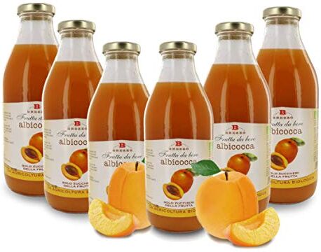 Brezzo Succo Di Frutta All'Albicocca In Vetro, 6 Bottiglie Da 750 Ml, Tot. 4,5 Litri