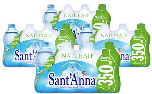 Sant'Anna Acqua  Pack 0,35L Naturale   48 bottiglie formato da borsetta   Acqua Minerale Naturale Oligominerale Minimamente mineralizzata   Bottiglie di Plastica 100% Riciclabile