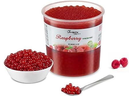 The Inspire Food Company POPPING BOBA Sferette alla frutta per Bubble Tea Lampone 3.2 kg nessun colorante artificiale, basso contenuto di zucchero, succo di frutta vero, 100% vegan e senza glutine