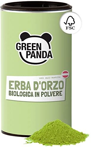 Panda ® erba d'orzo biologica in polvere dall'Austria   Erba dorzo bio in polvere senza glutine in una scatola di cartone sostenibile   per frullati verdi clorofilla da bere   125 g