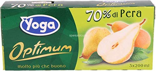 Yoga Succo Optimum Pera brick 8 confezioni da 3 pezzi da 200 ml [24 pezzi, 4800 ml]