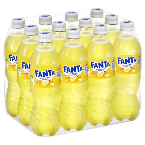 Fanta Limonata Senza Zuccheri Aggiunti – 12 Bottiglie 450 ml, con “Succo di Limone di Siracusa IGP”, Bottiglia PET 100% Riciclabile, Gusto Rinfrescante, Bevanda Analcolica Frizzante