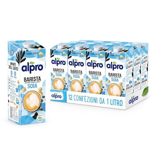 Alpro BARISTA, Bevanda alla SOIA, 100% vegetali , ideale con il caffè (12 confezioni x 1 Litro)