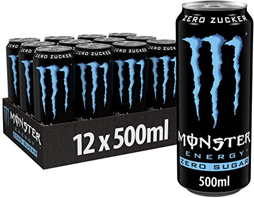 Monster Cable Energy Absolutely Zero, Energy Drink, Bevanda con Taurina e Coffeina, 12 x 0,5 l