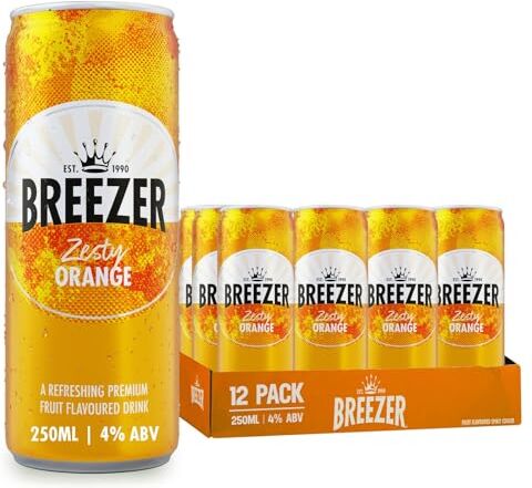 Bacardi BREEZER Arancia alcoliche aromatizzate all'arancia, pronte da bere, lattine alcoliche premiscelate, 4% ABV, 12 x 25cl / 250ml