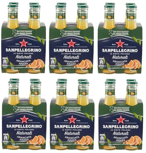 Sanpellegrino 24x San Pellegrino Aranciata Amara Naturali Bevanda Analcolica Rinfrescante con succo di Arancia italiano, Bottiglia di vetro 20cl