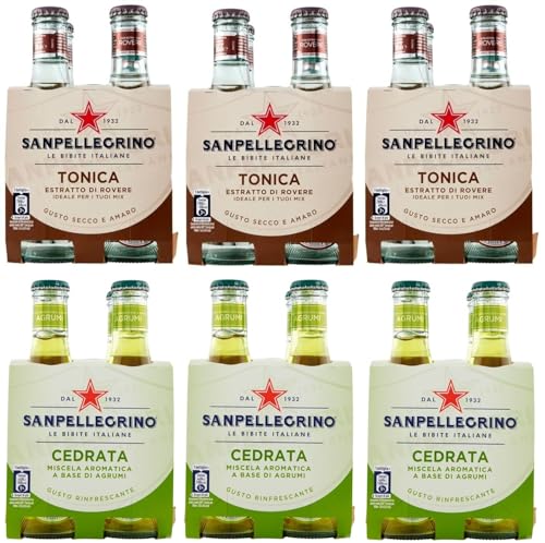 SanPellegrino Confezione da 24 confezioni di test San Pellegrino Cedrata bibita analcolica + Tonica Rovere bevanda analcolica 20 cl bottiglia di vetro usa e getta