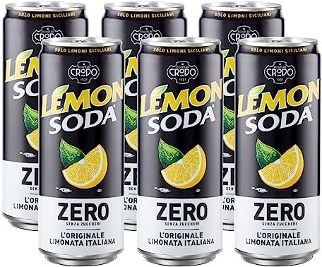 CAIYA 6X Lemonsoda Zero L'Originale Limonata Italiana Senza Zuccheri Lemon Soda 330ml [6 Lattine] Drink Summer 2023