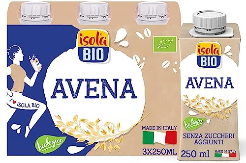 Isola Bio Avena On-The-Go Bevanda Vegetale Biologica Multipack, Pratica e Facile da Bere, 100% Ingredienti Naturali, per Vegani e Vegetariani, Formato 3x250ml