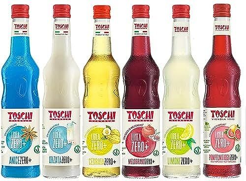 Toschi Drink della tradizione Italiana Zero +  560 ml nei gusti Anice, Pompelmo Rosa, Limone, Melograno, Cedrata ed Orzata. Bottiglie