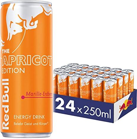 Bull Energy Drink, Summer Edition Marilla Fragola, 24 x 250 ml, lattine per bevande da 24 pezzi, senza manico