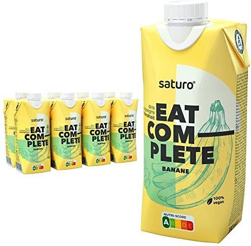 SATURO Pasto Sostitutivo Frullato Gusto Banana   Cibo Proteico per Astronauti   330 kcal   Vegano   Pasto Bevibile con Nutrienti Essenziali   8 x 330ml