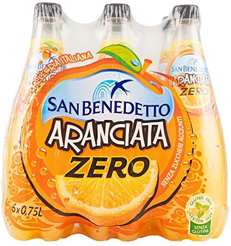 San Benedetto Bibita Analcolica Gassata Al Succo D'Arancia, Senza Zuccheri, 750 Ml [Confezione da 6]