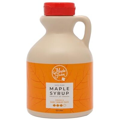 MapleFarm Puro sciroppo d'acero Canadese Grado A, Dark Robust taste Caraffa 500 ml (Confezione da 1) Pure maple syrup succo d'acero MapleFarm Puro sciroppo d'acero Canadese Grado A, Dark Robust taste Caraffa 500 ml (Confezione da 1) Pure maple syrup succo d'acero