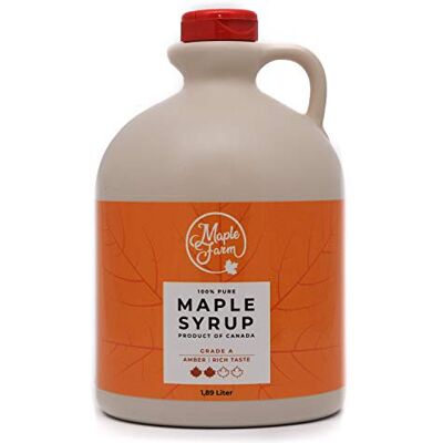 MapleFarm Puro sciroppo d'acero Canadese Grado A, Amber Rich taste Caraffa 1,89 l (Confezione da 1) Pure maple syrup succo d'acero MapleFarm Puro sciroppo d'acero Canadese Grado A, Amber Rich taste Caraffa 1,89 l (Confezione da 1) Pure maple syrup succo d'acero